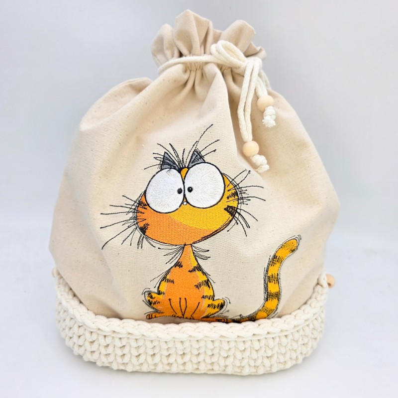 Worek na pieczywo z rudym kotem — ZZZ handmade