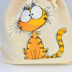 Worek na pieczywo z rudym kotem — ZZZ handmade