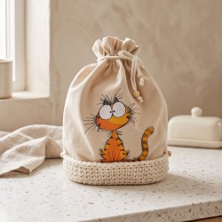 Worek na pieczywo z rudym kotem — ZZZ handmade