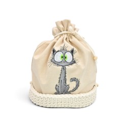 Worek na pieczywo z szarym kotem — ZZZ handmade
