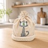 Worek na pieczywo z szarym kotem — ZZZ handmade
