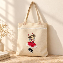 Torba na zakupy z dziewczynką-biedronką — bawełniana handmade