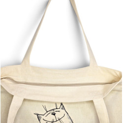 Torba na zakupy z kotem i myszką — bawełniana handmade