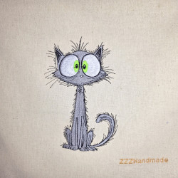Torba na zakupy z zielonookim kotkiem — bawełniana handmade
