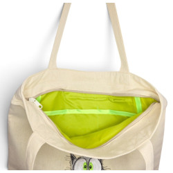 Torba na zakupy z zielonookim kotkiem — bawełniana handmade