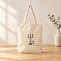 Torba na zakupy z zielonookim kotkiem — bawełniana handmade