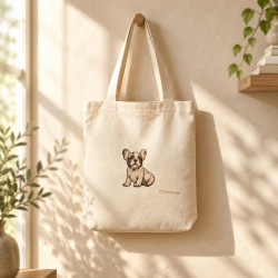 Torba na zakupy ze szczeniakiem buldoga francuskiego — handmade