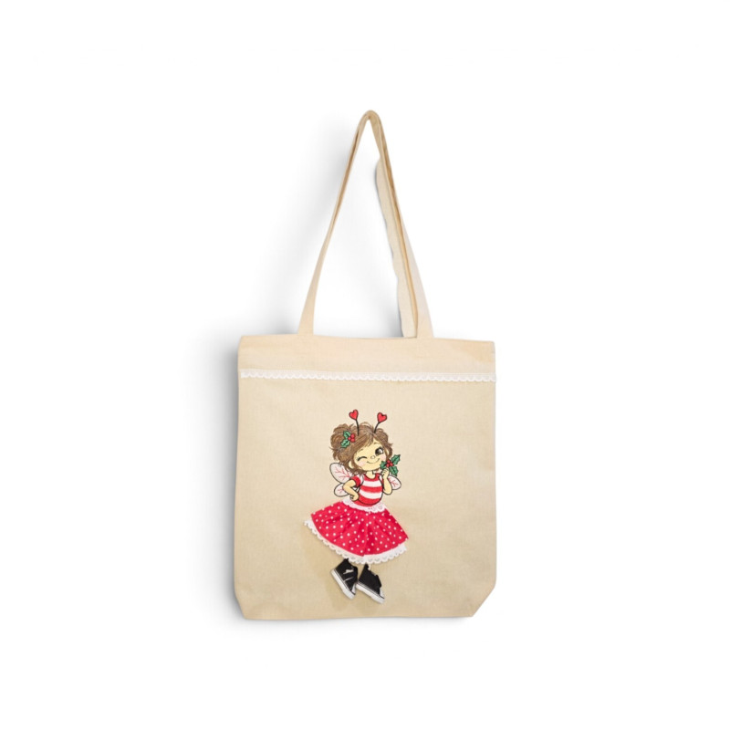 Torba ze świąteczną wróżką Klarą — bawełniana handmade