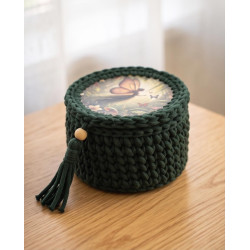 Koszyczek z pokrywką i leśną wróżką — szydełkowy | ZZZ handmade