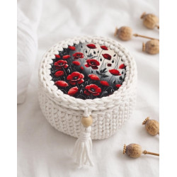 Koszyczek z pokrywką i makami — szydełkowy | ZZZ handmade