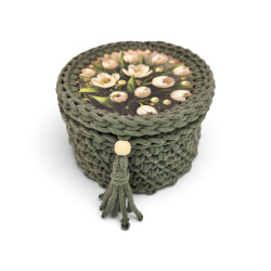 Koszyczek z pokrywką i tulipanami — szydełkowy | ZZZ handmade