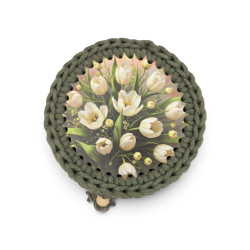 Koszyczek z pokrywką i tulipanami — szydełkowy | ZZZ handmade